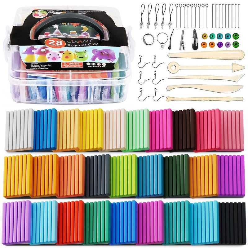 CiaraQ Polymer Clay Starter Kit, Oven Bake Modeling Clay with Sculpting Tools, 24 Colors, 1.2 lbs - Image 1